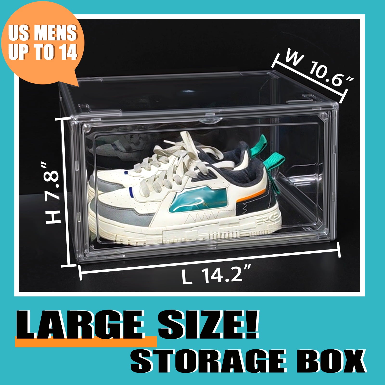 Sneaker Storage Boxes Clear Sneaker Box Transparent Sneaker Box Clear Plastic Stackable Boot Box Clear Sneaker Box with Lids 1Pack