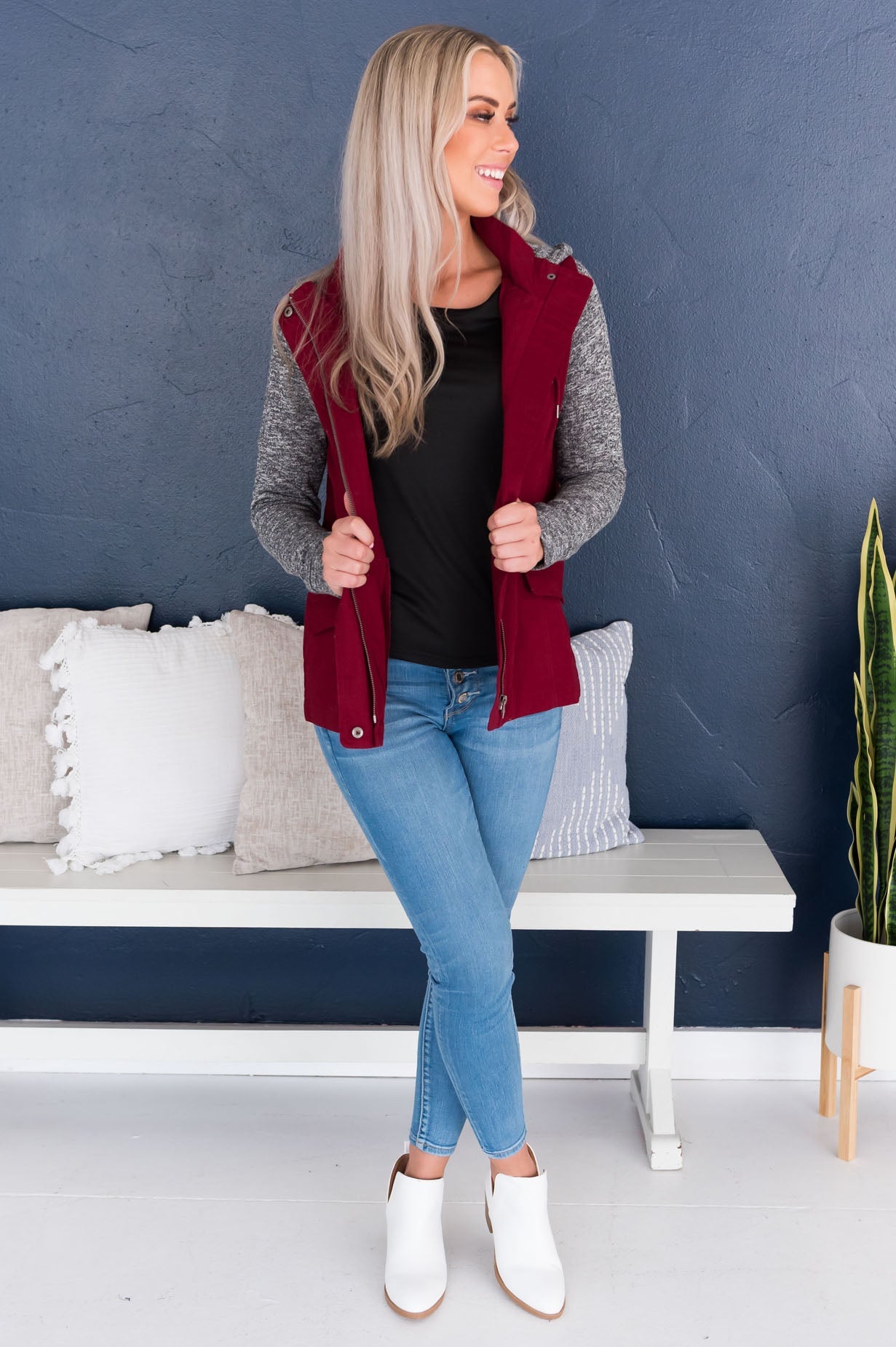 Bring on Fall Modest Light Weight Zip-Up Hoodie