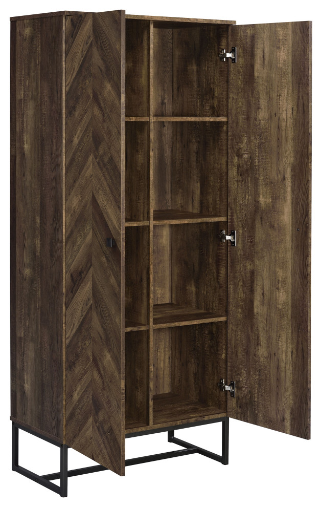 Carolyn 2 door Accent Cabinet Rustic Oak and Gunmetal Tall Accent Cabinet   Modern   Accent Chests And Cabinets   by Modon  Houzz