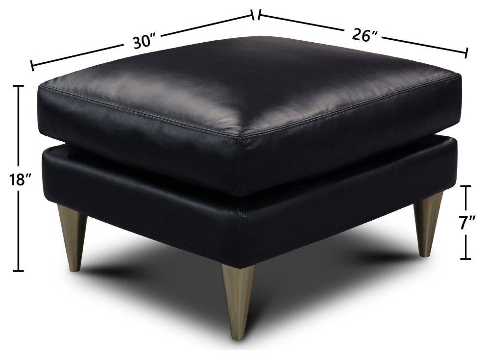 Skyline 100% Top Grain Leather Modern Americana Ottoman   Midcentury   Footstools And Ottomans   by Hello Sofa Home  Houzz