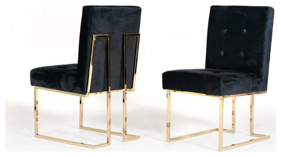 Otis Modern Black and Gold Dining Chair  Set of 2   Contemporary   Dining Chairs   by V.S.D Furniture  Houzz