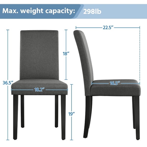 Dining Chair Modern Stylish Upholstered Kitchen Living Room Padded Chair with Solid Wood Legs Set of 4， Dark Grey - as picture