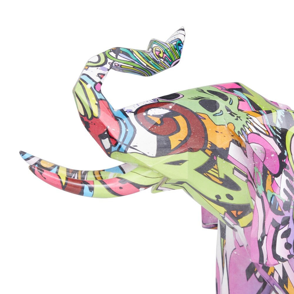 The Novogratz Multi Colored Polystone Graffiti Elephant Sculpture