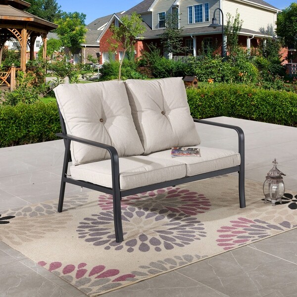 Patio Festival Outdoor Metal Loveseat with Cushions