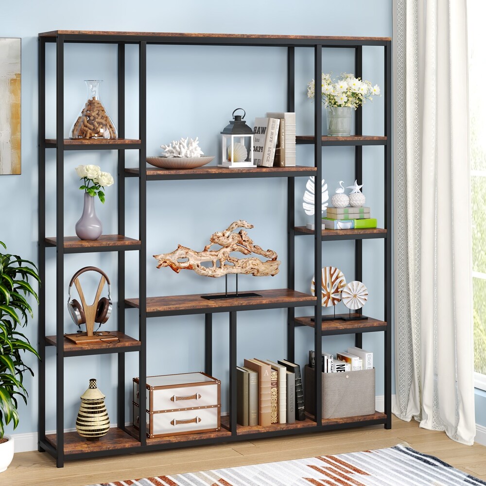 12 Open Shelf Etagere Bookcase Book Shelves Display Shelf   70.86'' H x 59'' W x 11.8'' D