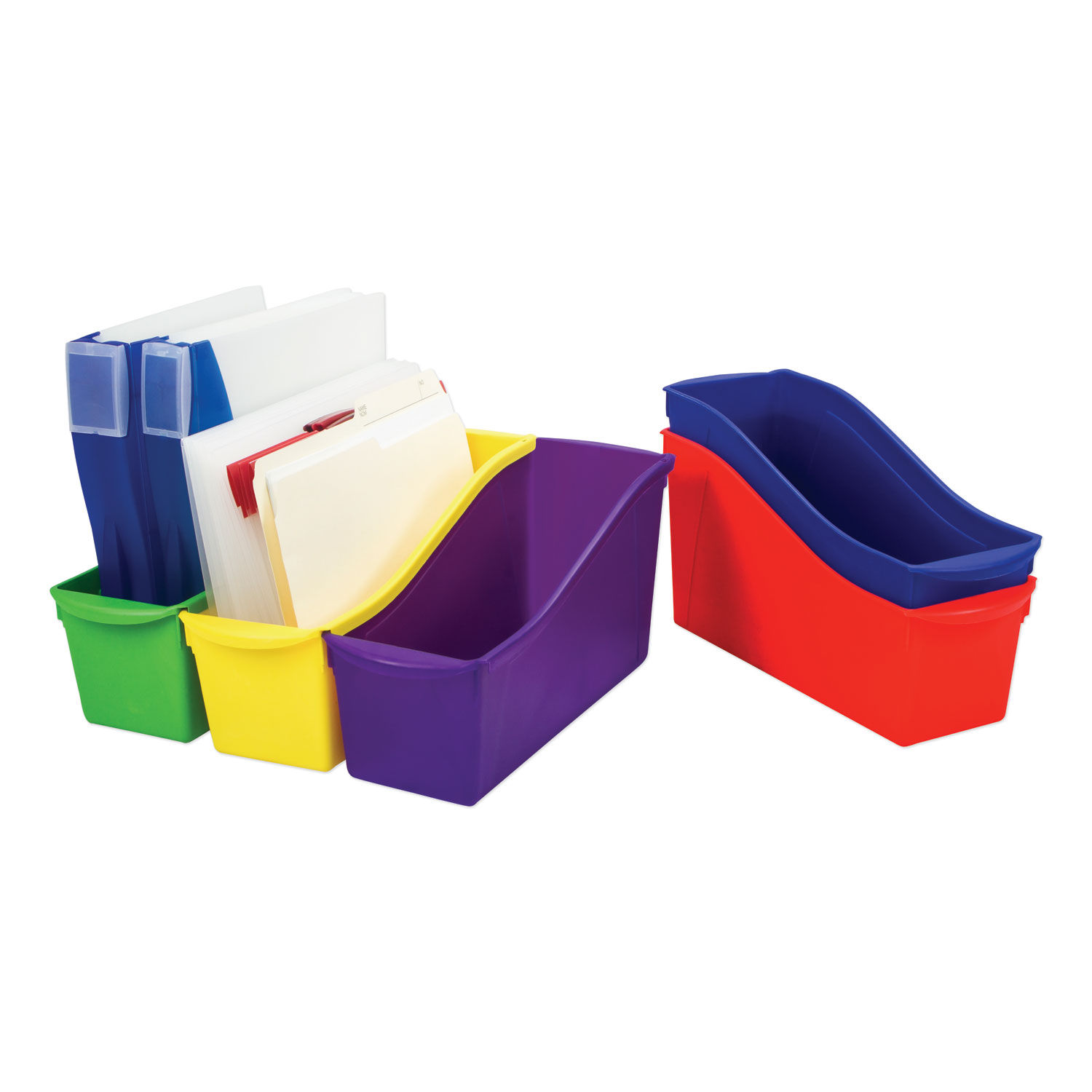 Interlocking Book Bins with Clear Label Pouches by Storex STX70105U06C