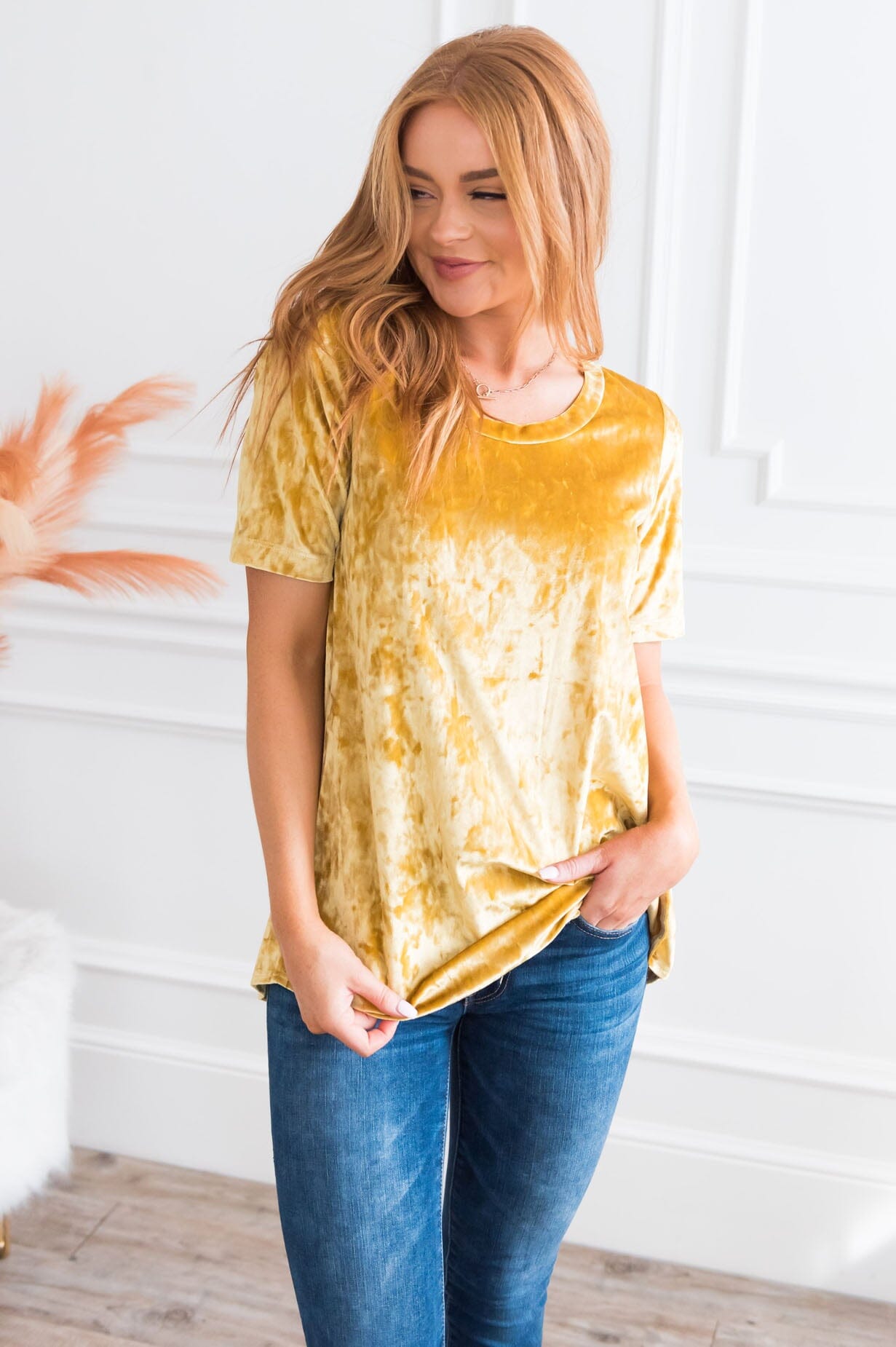 Always Celebrate Modest Velvet Top