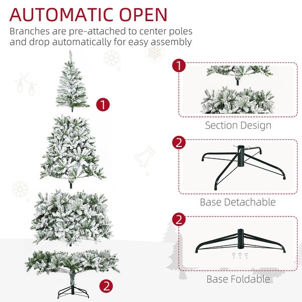 HOMCOM Artificial Snow Flocked Christmas Tree with Stand