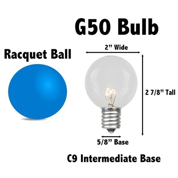 G50 Outdoor Patio Globe Replacement Bulbs，Clear，C9/E17 Base