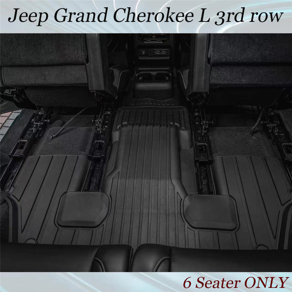 3W Floor Mats + Trunk Liner for Jeep Grand Cherokee L 2021-2023 6 Seat Only 3 Rows TPE All Weather Custom Fit Floor Liner for Jeep Grand Cherokee L Full Set Black