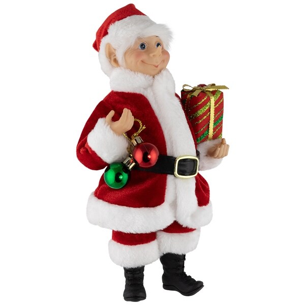 Santa Elf with Gift Christmas Figure