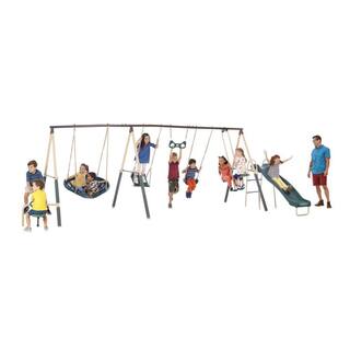 XDP Recreation Deerfield 10-Child Capacity Kids Swing Set with Outdoor Playground XDP-96665