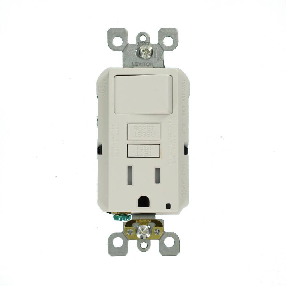 Leviton 15 Amp 125-Volt Combo Self-Test Tamper-Resistant GFCI Outlet and Switch White R92-GFSW1-0KW