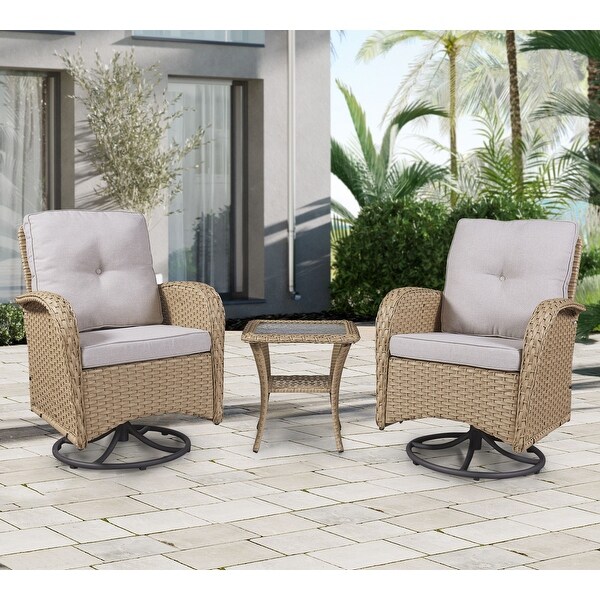 Swivel Patio Chair and Table 3 Piece Outdoor Furniture Set