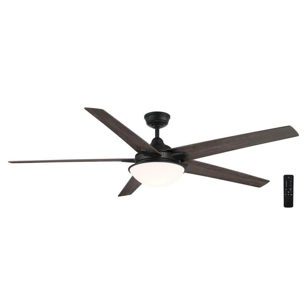 Hampton Bay Belvoy 70 in Integrated LED Indoor Matte Black Ceiling Fan with Light and Remote Control