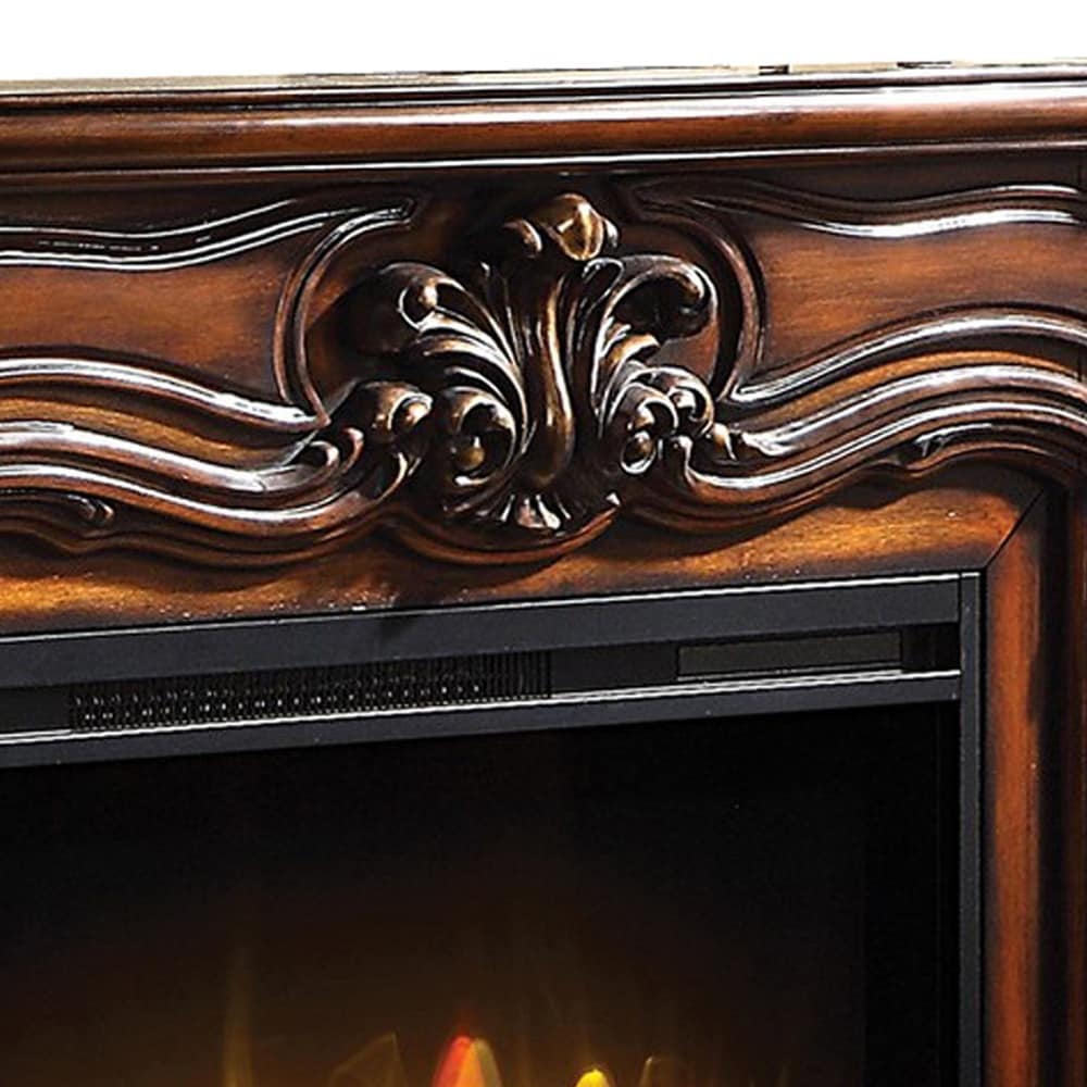 Kai 47 Inch Classic Electric Fireplace  Fire Safety  Remote  Timer  Brown