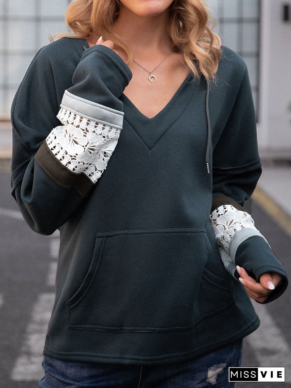 Paneled Shift Long Sleeve Sweatshirts