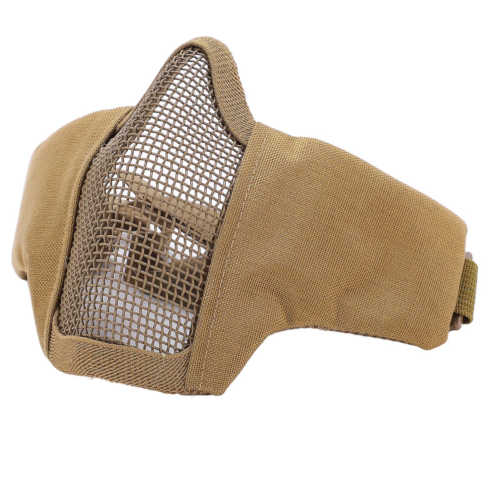 V10 Half Face Steel Mesh Breathable Protective Face Guard Competition Protective Cycling Equipmentkhaki