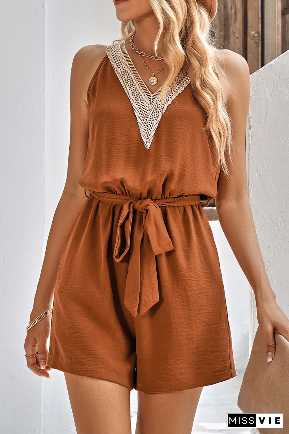 Plain Sleeveless One Piece Jumpsuit