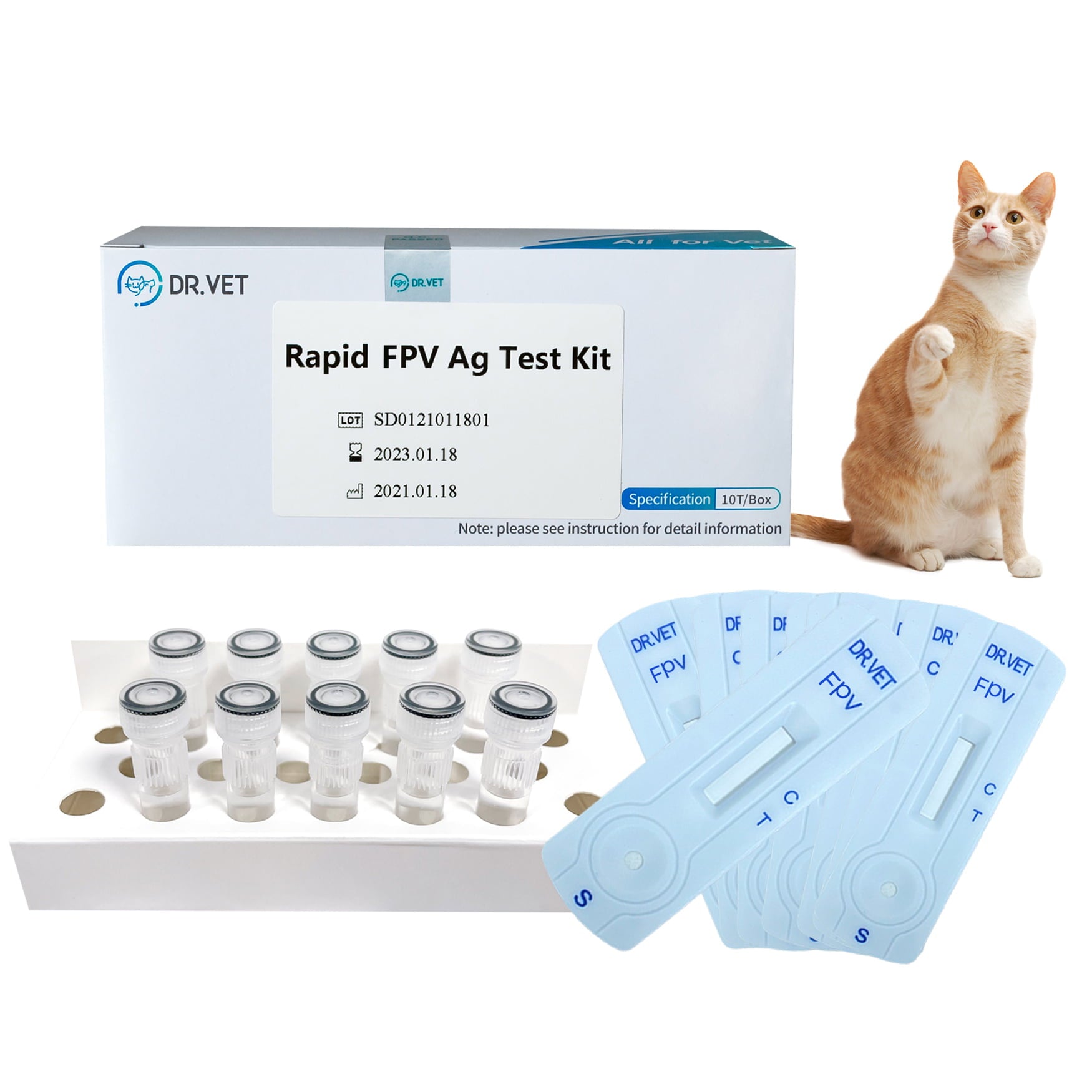 SmileCare DR.Vet Pet Feces Feline Panleukopenia FPV Auxiliary Diagnostic Testing Kit for Cats 10-Packed