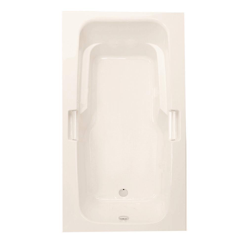 Aquatic Montrose I 60 in. x 36 in. Acrylic Reversible Drain Rectangular Drop-In Soaking Bathtub in Biscuit 727149319465