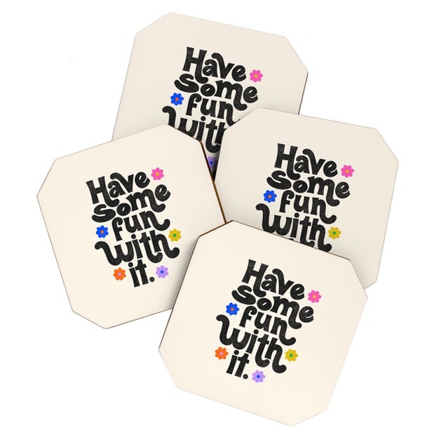 Rhianna Marie Chan Have Some Fun With It Cream Set Of 4 Coasters Deny Designs