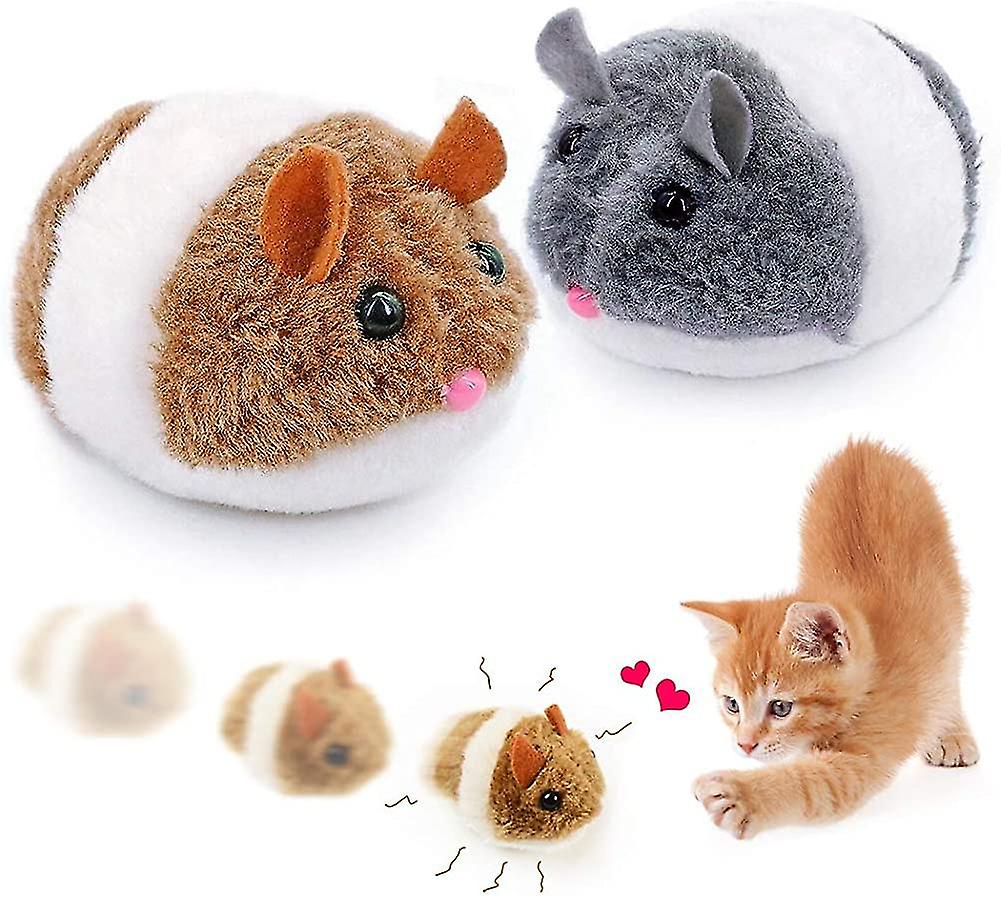 Miman Interactive Cat Toy Cat Toy， 2 Pieces Plush Mouse， Automatic Cat Mouse Toy， Cat