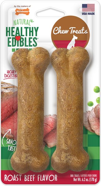 Nylabone Healthy Edibles Long Lasting Roast Beef Flavor Medium Breed Dog Bone Treats