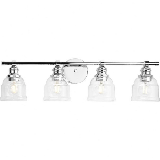 Progress Lighting Ambrose 4 light Vanity Light Polished Chrome Clear Glass Shades