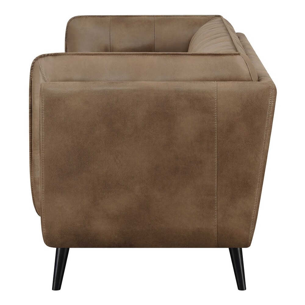 Maximillion Brown Upholstered Tuxedo Arms Sofa