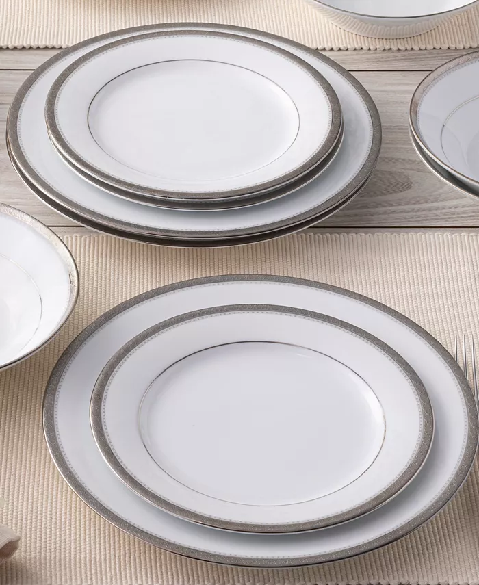 Noritake Charlotta Platinum 4 Piece 10.5 Dinner Plates Set Service for 4