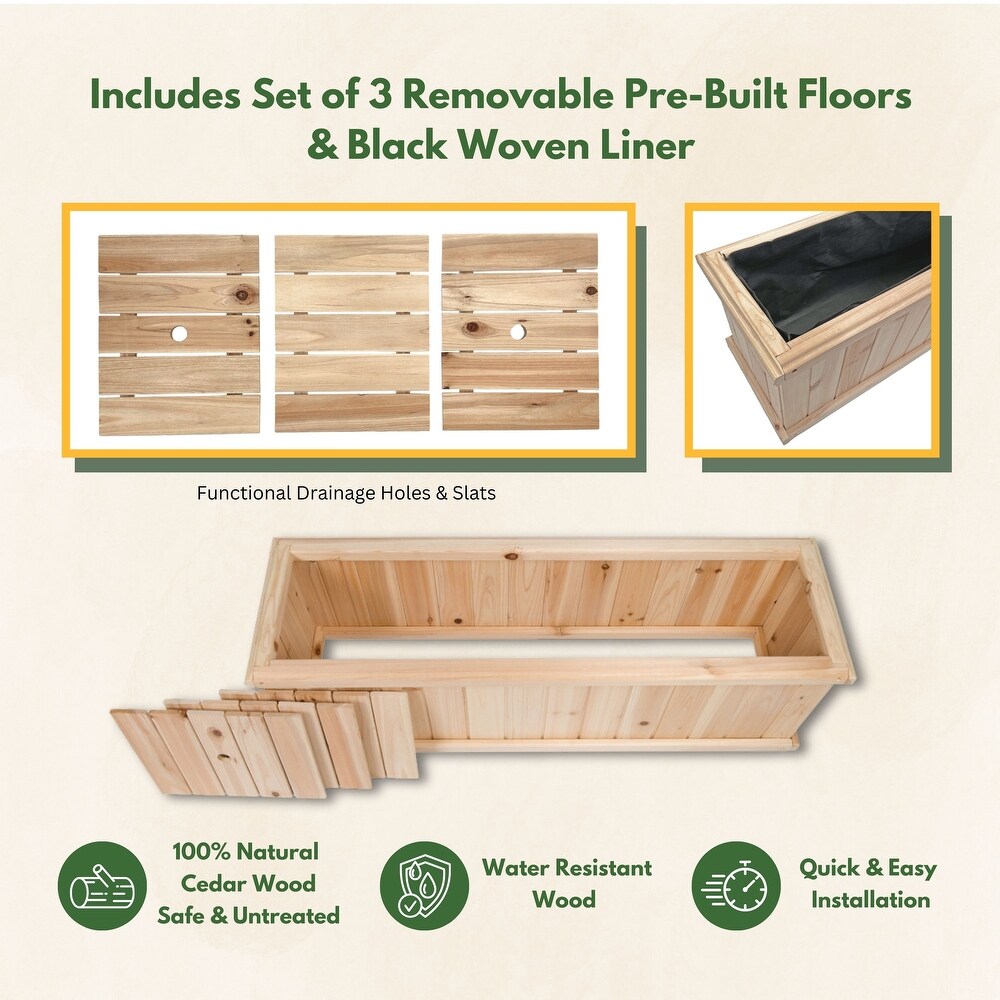 Wallys Cedar Kiln Dried Raised Garden Bed Planter Box for Herbs  Flowers  Vegetables with Drainage Holes