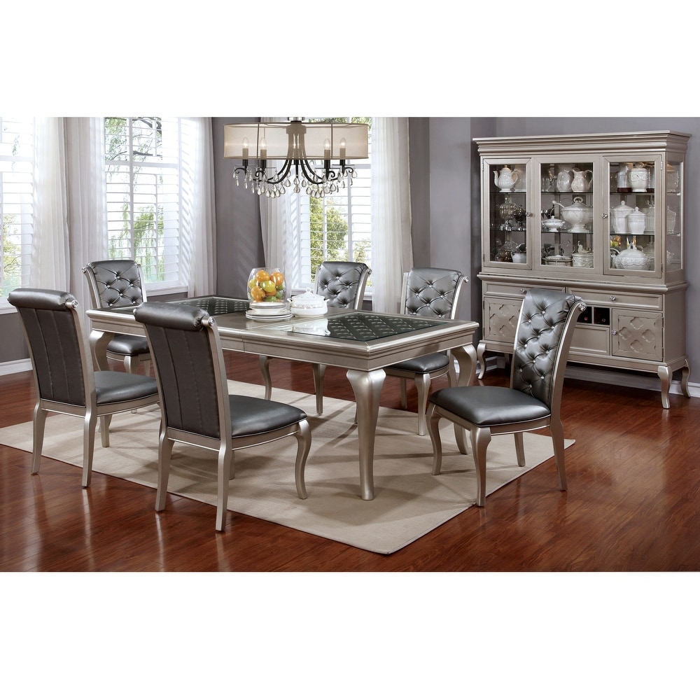 Tily Glam Grey Solid Wood 7 Piece Dining Set by Furniture of America