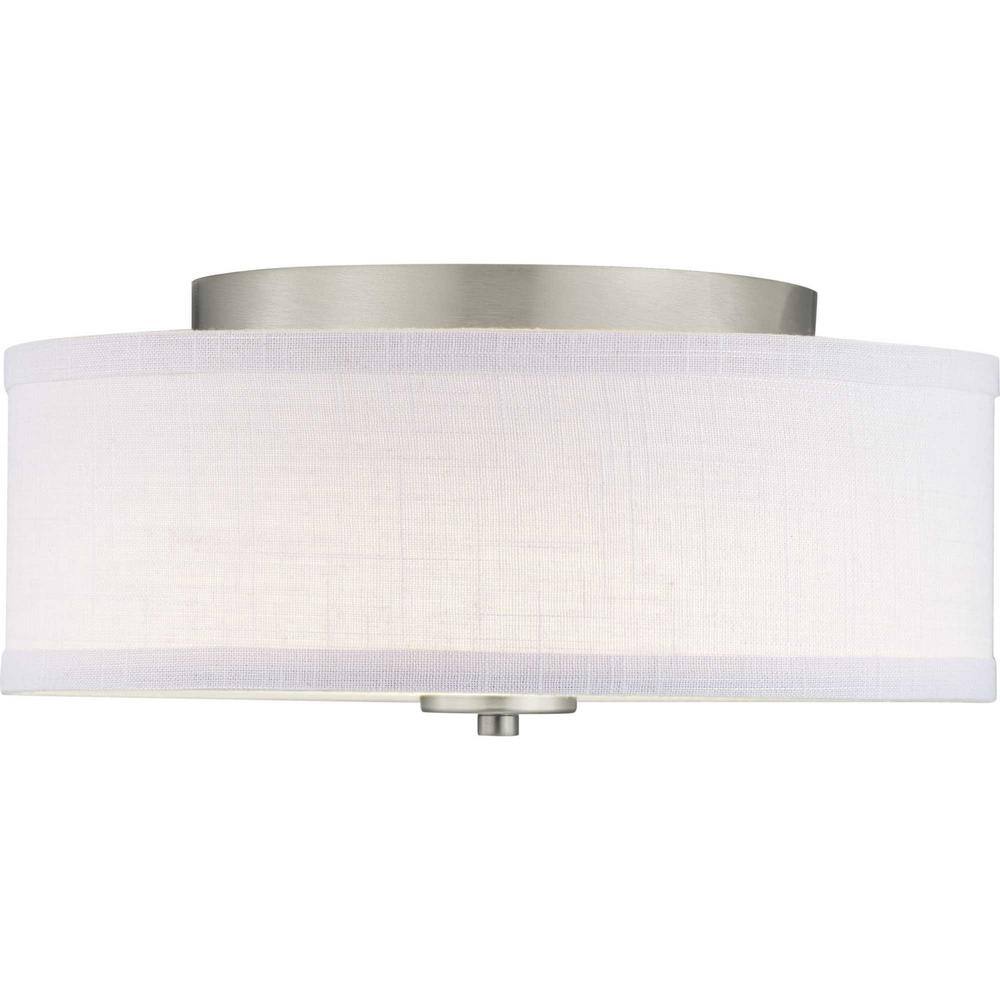 Progress Lighting Inspire Collection Brushed Nickel Integrated LED Transitional Kitchen Ceiling Light Drum Flush Mount P350135-009-30