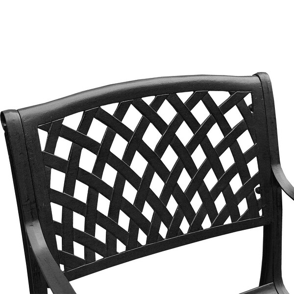 Modern Outdoor Mesh Lattice Aluminum 95in Large Rectangular Patio Dining Set with Eight Arm Chairs