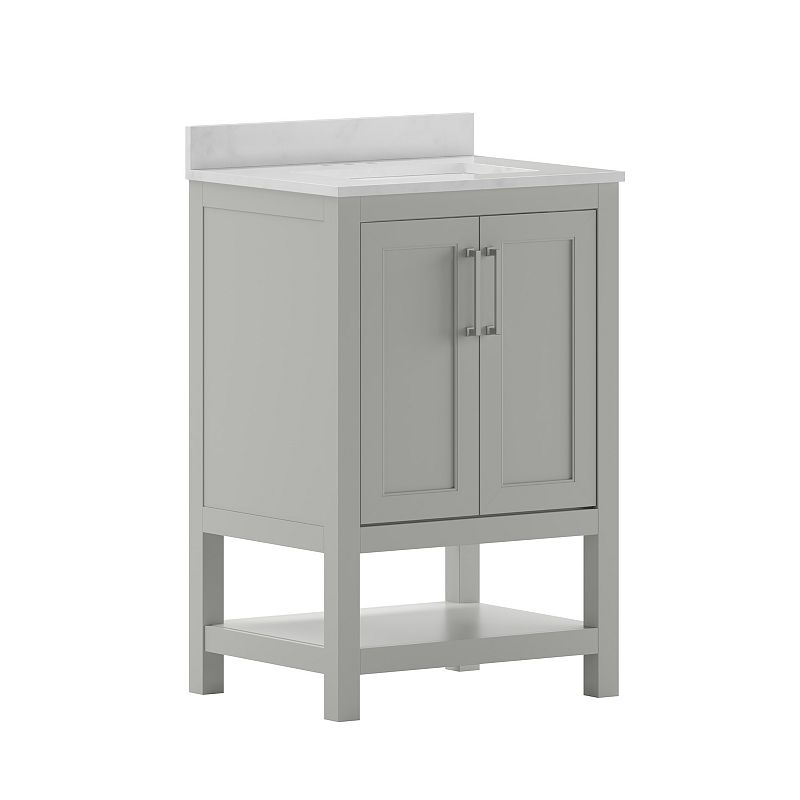 Merrick Lane Vigo Bathroom Vanity with Undermount Sink and Open Storage Shelf