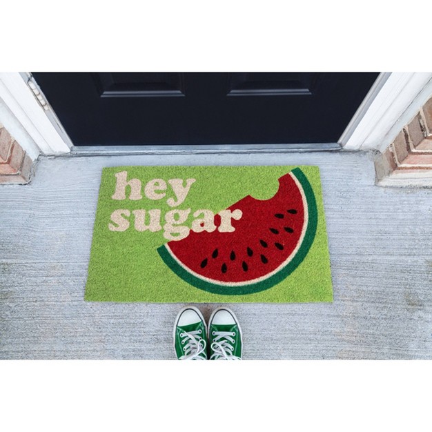 X 2 x27 4 quot Hey Sugar Indoor outdoor Coir Doormat Green white red Entryways