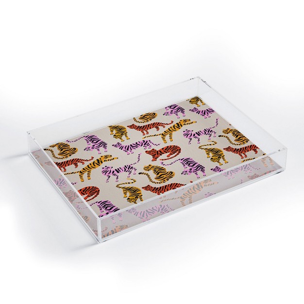 Cat Coquillette Tiger Collection Pink Yellow Acrylic Tray Deny Designs