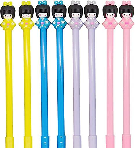 Gel Pens Set Fashion Cute Candy Color Colorful Kawaii Lovely Cartoon Japanese Girls Doll Kimono Girl Doll Gel Ball Pens Gel Ink Pen Office School Supp