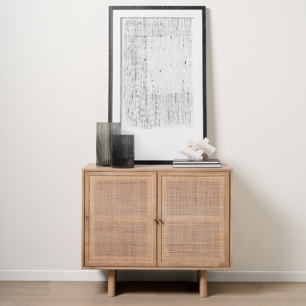 Grier Light Brown Solid Wood And Cane Accent Cabinet   Tropical   Accent Chests And Cabinets   by Mercana  Houzz