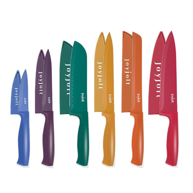 Joyjolt Multi Purpose 12 Piece Non stick Knife Set 6 Knives amp 6 Blade Guards Set Multi Color