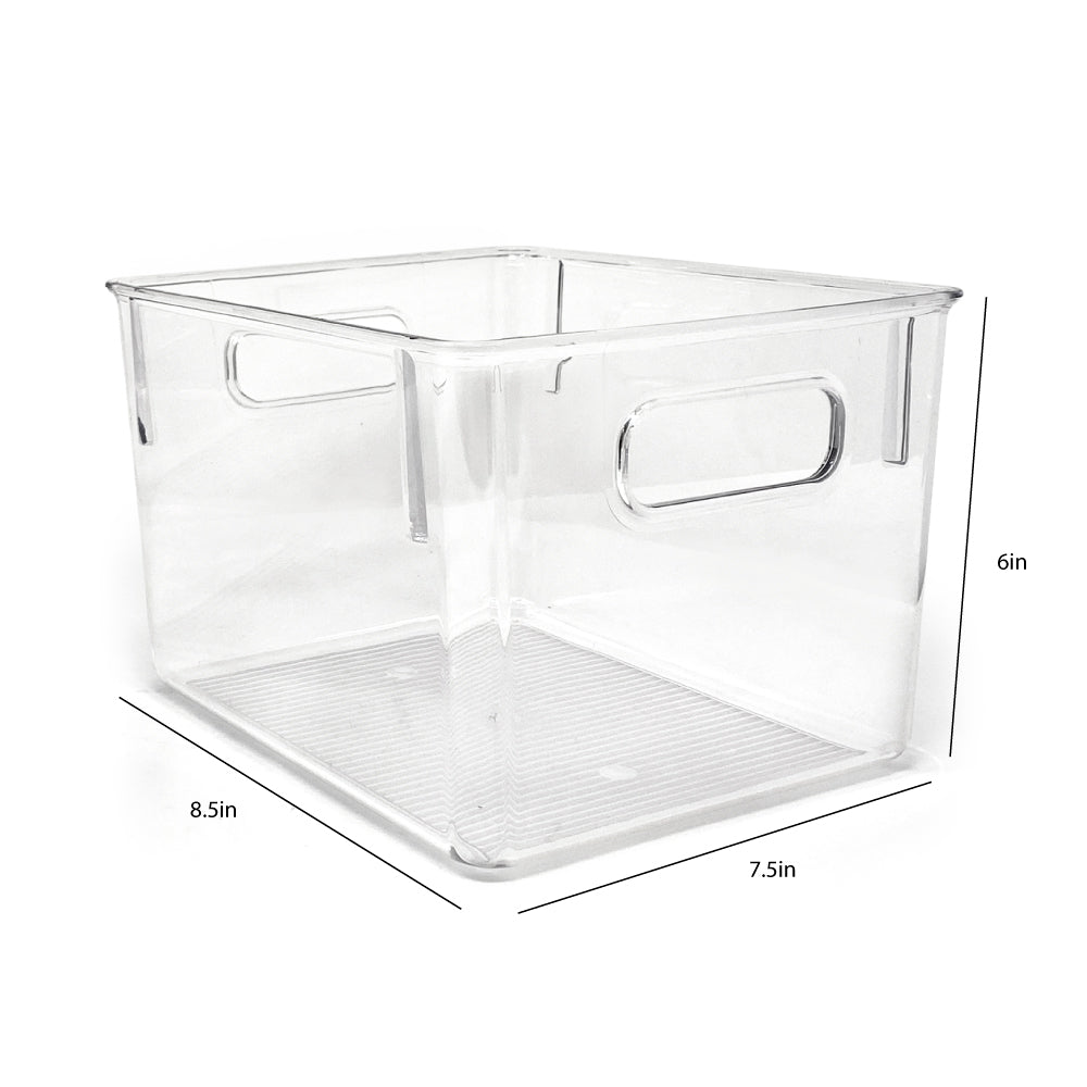 Isaac Jacobs 3-Pack Medium Clear Plastic Organizer Bins w/Handles, Food Safe, BPA Free