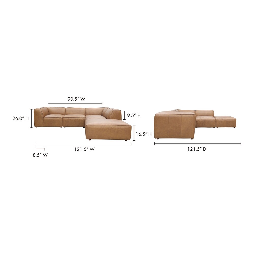 Aurelle Home Fromatta Modular Leather 5 Piece Large L Shape Sectional   8' x 10'