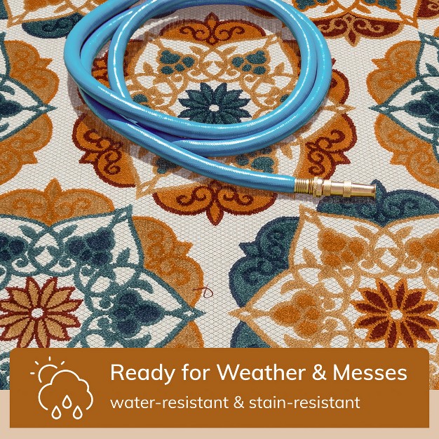 Well Woven Cabo Geometric Indoor Outdoorhigh low Pile Blue Area Rug