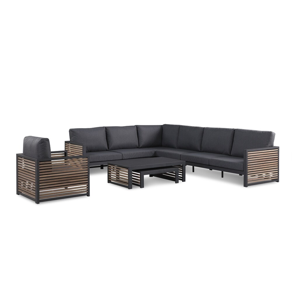 Cadora Teak 6   Person Outdoor Sectional Seating Group  Left Hand Facing