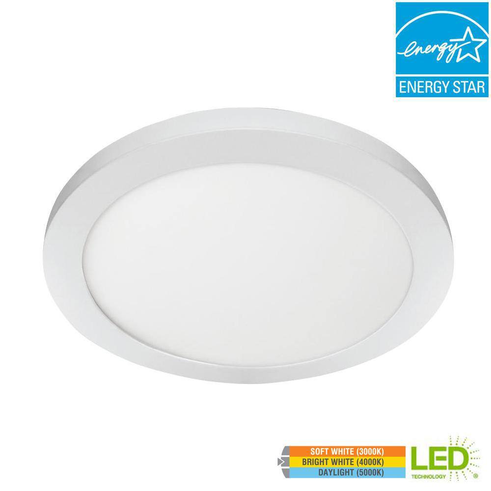 Commercial Electric 15 in. 22.5-Watt White Integrated LED 1650 Lumens Edge-Lit Round Flat Panel Flush Mount Ceiling Light wColor Changing 74212HD