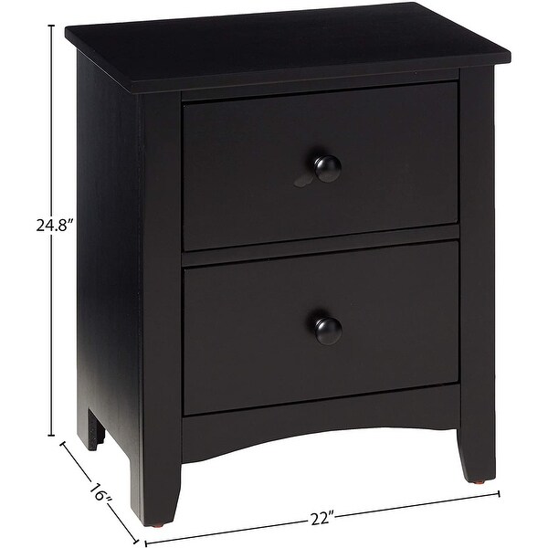 Black Finish Nightstand 2-Drawers - - 35901716