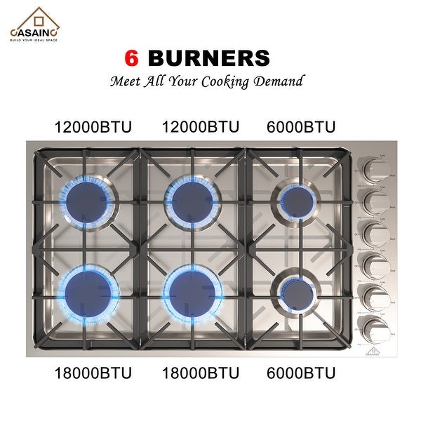 36-in 6 Burners Stainless Steel Gas Cooktop