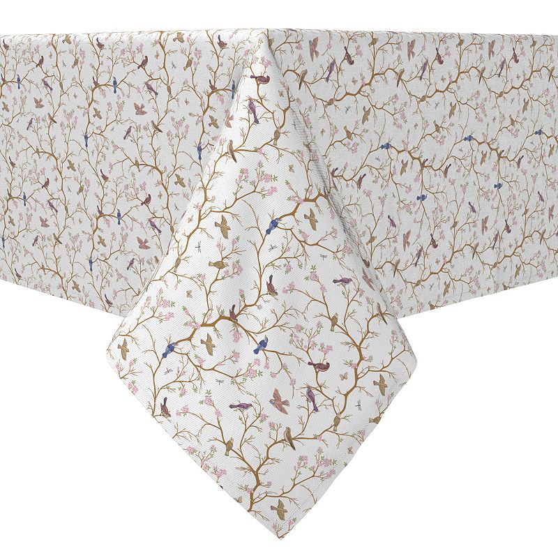 Rectangular Tablecloth， 100% Cotton， 60x120， Birds and Cherry Blossoms