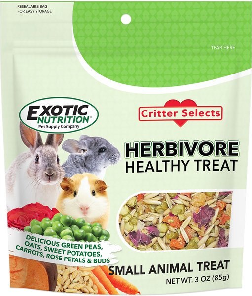 Exotic Nutrition Critter Selects Herbivore Small Animal Treats， 3-oz bag